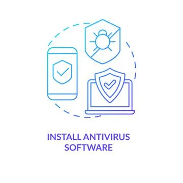 Install antivirus software blue gradient concept icon Stock Illustration
