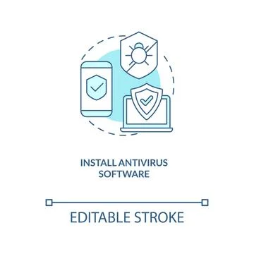 Install antivirus software turquoise concept icon Stock Illustration