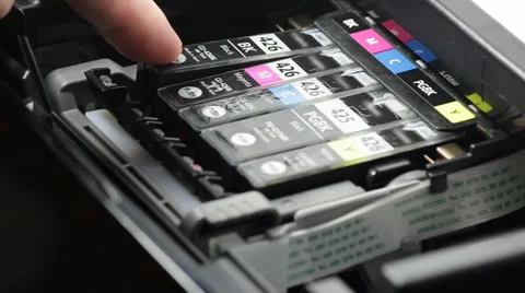 Install black ink tank Stock Footage 35511038