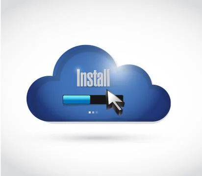 Install on a computer cloud illustration Illustrazione stock