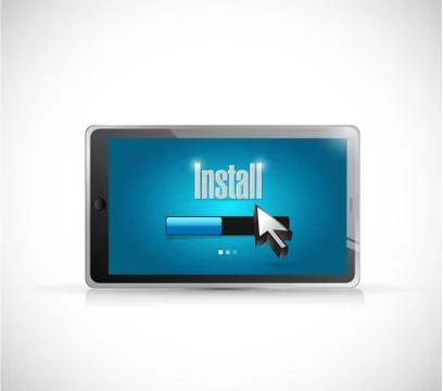 Install on computer tablet illustration design Stock Illustration