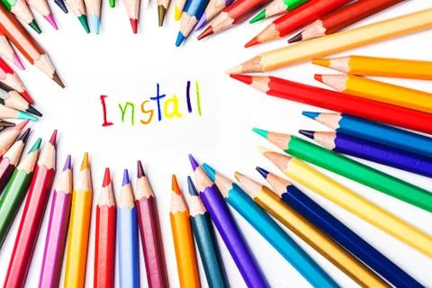 Install drawing by colour pencils  Foto stock