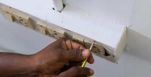 Install electrical outlet at home Stock Photos