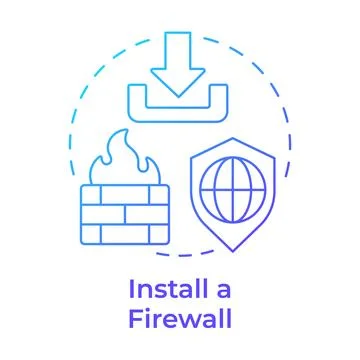 Install a firewall blue gradient concept icon Illustrazione stock