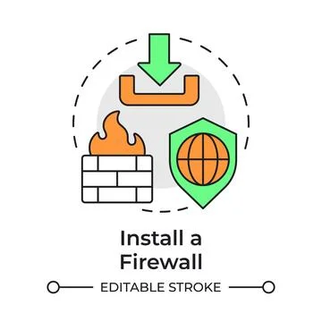 Install a firewall multi color concept icon Stock Illustration
