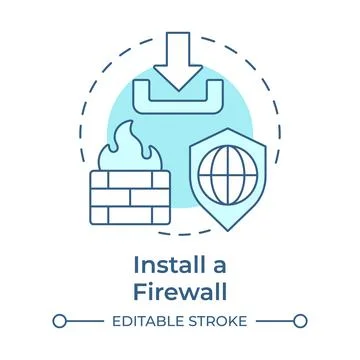 Install a firewall soft blue concept icon Stock Illustration
