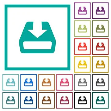 Install to hard drive flat color icons with quadrant frames Stockillustratie