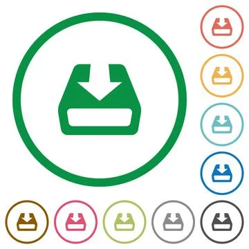 Install to hard drive flat icons with outlines Stock Illustration