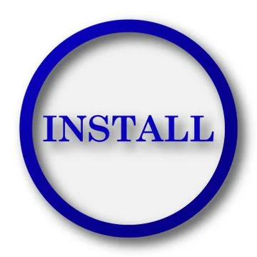 Install icon. Blue internet button on white background.. Illustrazione stock