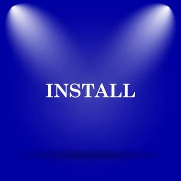 Install icon. Flat icon on blue background.. Stock Illustration