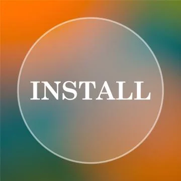Install icon. Internet button on colored  background.. Illustrazione stock