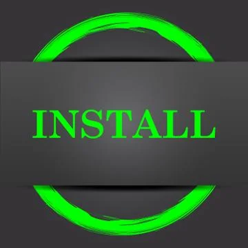 Install icon. Internet button with green on grey background.. Stock Illustration