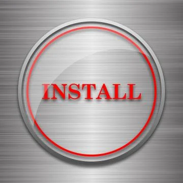 Install icon. Internet button on metallic background.. Stock Illustration