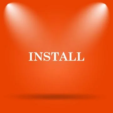 Install icon. Internet button on orange background.. Illustrazione stock