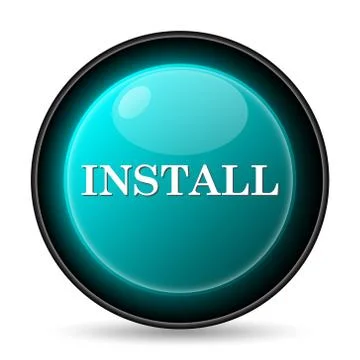 Install icon. Internet button on white background.. Illustrazione stock