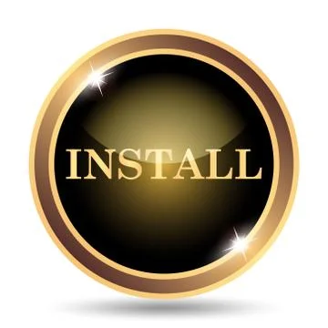 Install icon. Internet button on white background.. Illustrazione stock
