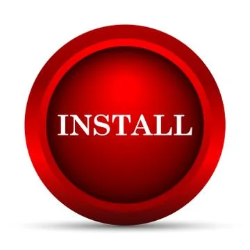 Install icon. Internet button on white background.. Illustrazione stock