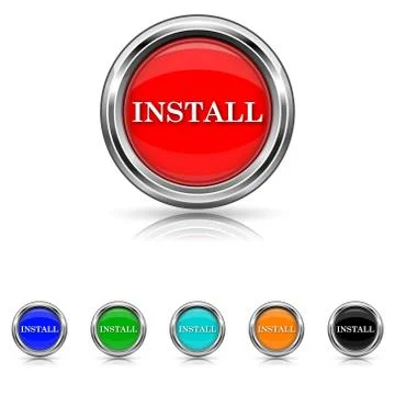 Install icon - six colours set Illustrazione stock