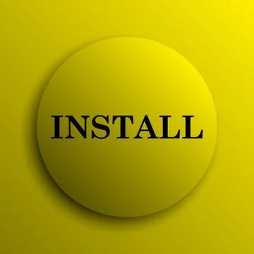 Install icon. Yellow internet button.. Stock Illustration
