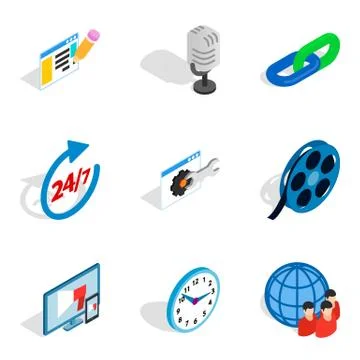 Install icons set, isometric style Illustrazione stock