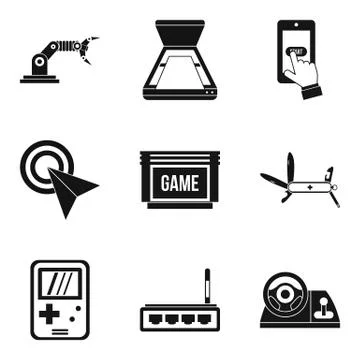 Install icons set, simple style Stock Illustration