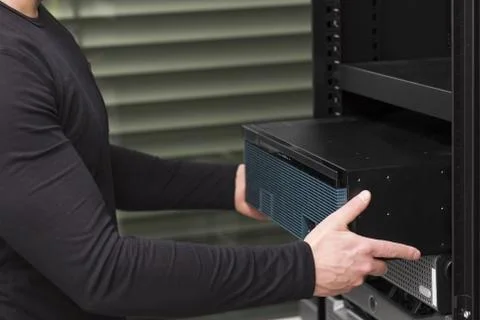 Install network router Stock Photos