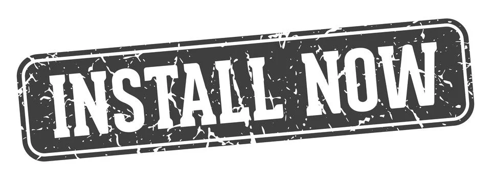 Install now rectangular sign. install now stamp Illustrazione stock