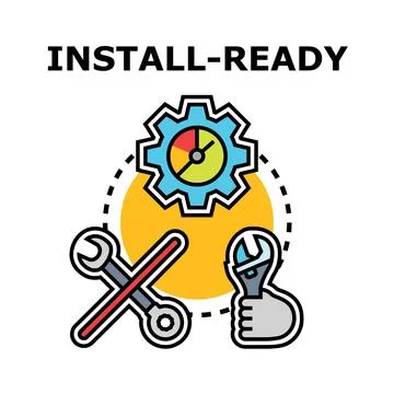 Install ready concept with engineering tools and gear Stock Illustration