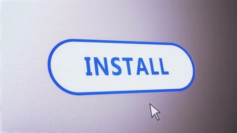 Install rounded button label tag icon approval pixelated screen computer website Stock Footage 143982415