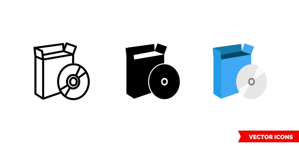 Install setup icon of 3 types color, black and white, outline. Isolated vecto Stock Illustration