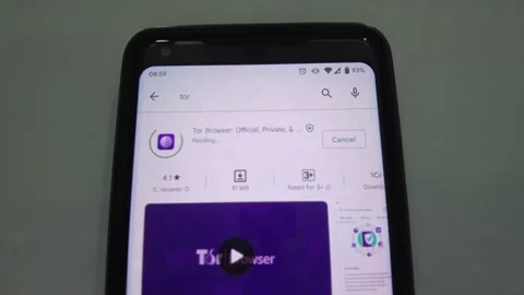 Install Tor browser application on the mobile device. Stock Footage 199389350
