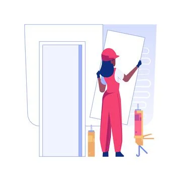 Install wallboards isolated concept vector illustration. Stock Illustration