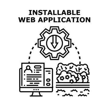 Installable web application developing and downloading process Ilustración de archivo