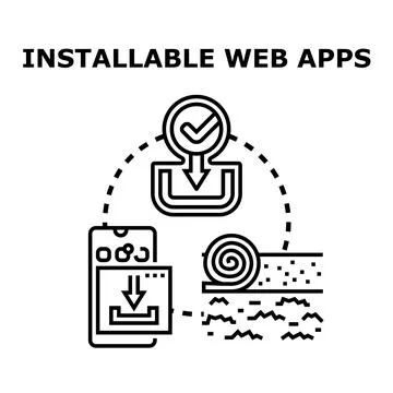 Installable web apps concept featuring downloading and installation 스톡 일러스트