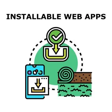 Installable web apps concept featuring downloading and installation Stock Illustration