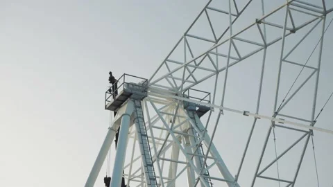 Installation and construction of the Ferris wheel. Stock Footage 149306304