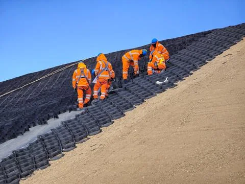 Installation and quality control process of geosynthetics in mines Stock Photos