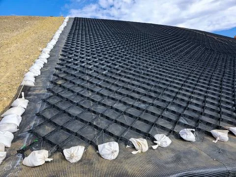 Installation and quality control process of geosynthetics in mines Stock Photos