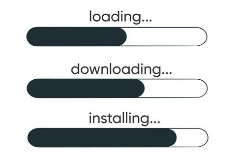 Installation of application or software. Concept of upgrade application progress Illustrazione stock