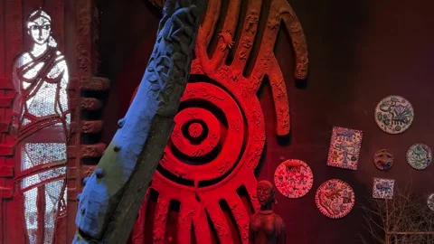 Installation art with tribal elements Stock Footage 333192894