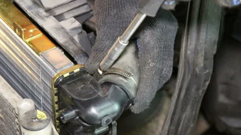 Installation of an automobile radiator. Stock Footage 204161104