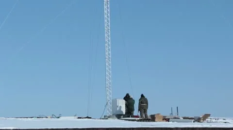 Installation of cellular tower Stock Footage 10834845