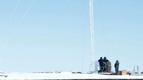 Installation of cellular towers Stock Footage 10834844