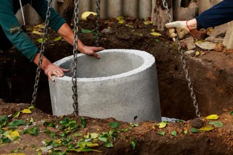 Installation of concrete structure Stock Photos