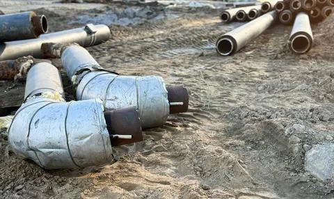 Installation of the distribution unit of heating and water supply network. Stock Photos