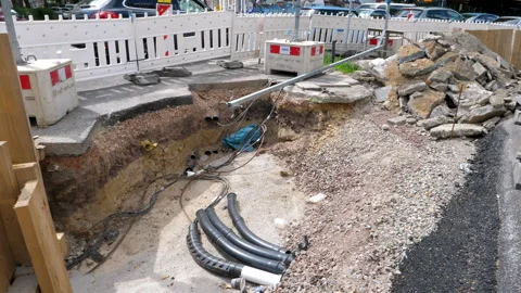 Installation of district heating lines Stock Footage 308654518