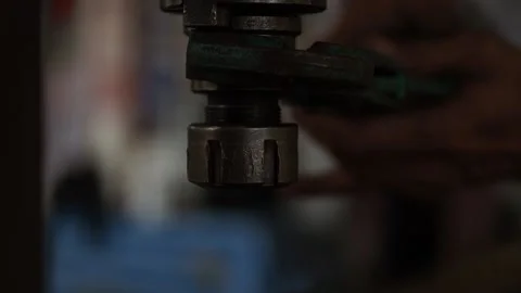 Installation drilling machine in the workshop Stock Footage 136867942