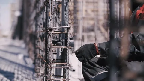 Installation of electric boxes at a construction site Stock Footage 251417876