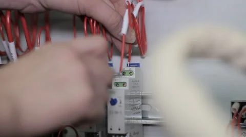 Installation of an electric cable Stock Footage 68416705