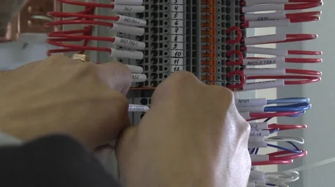 Installation of an electric cable Stock Footage 68416726